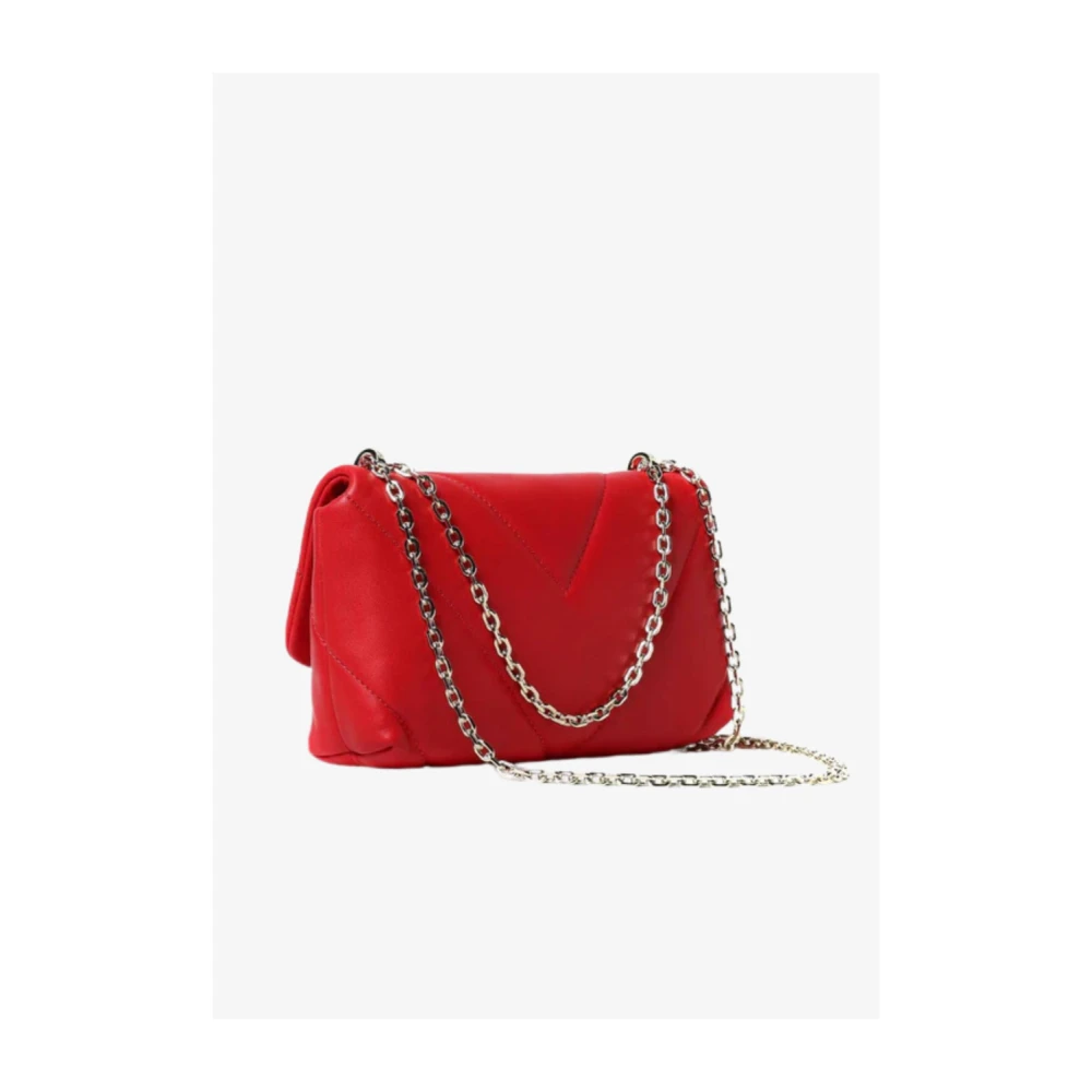 PATRIZIA PEPE Rode Gewatteerde Leren Tas met Kettingriem Red Dames