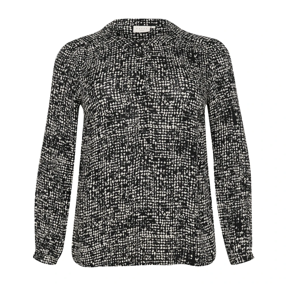 Kaffe Curve Women's Black Graphic Dot Long Sleeve Blouse