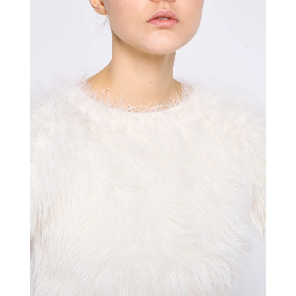 Silvian Heach Ronde hals lange mouw crop top White Dames