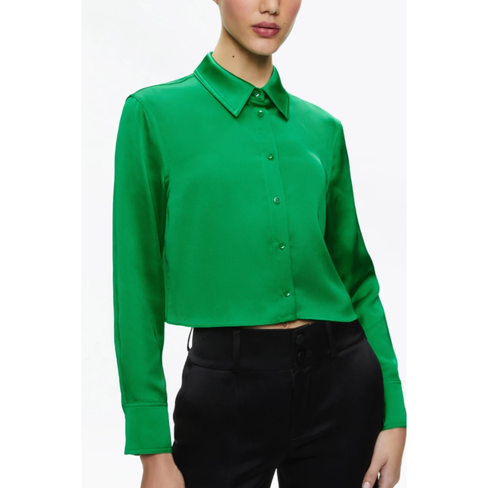alice + olivia Smaragdgroene Klassieke Kraag Blouse Green Dames