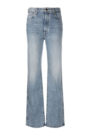 Vintage Niebieskie Jeansy z Wysokim Stanem i Prostą Nogawką