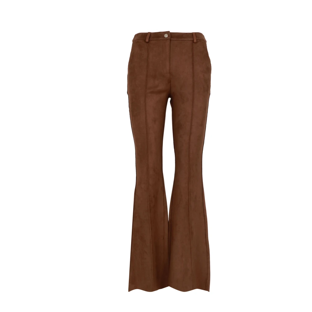 Pennyblack Bruine leren flared broek Brown Dames