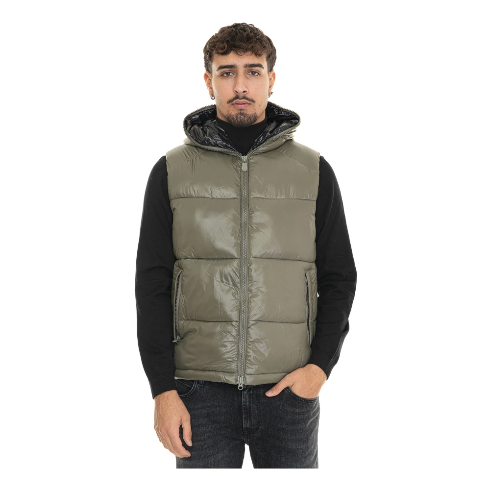 Save The Duck Gewatteerd Dexter Vest met Capuchon Green Heren