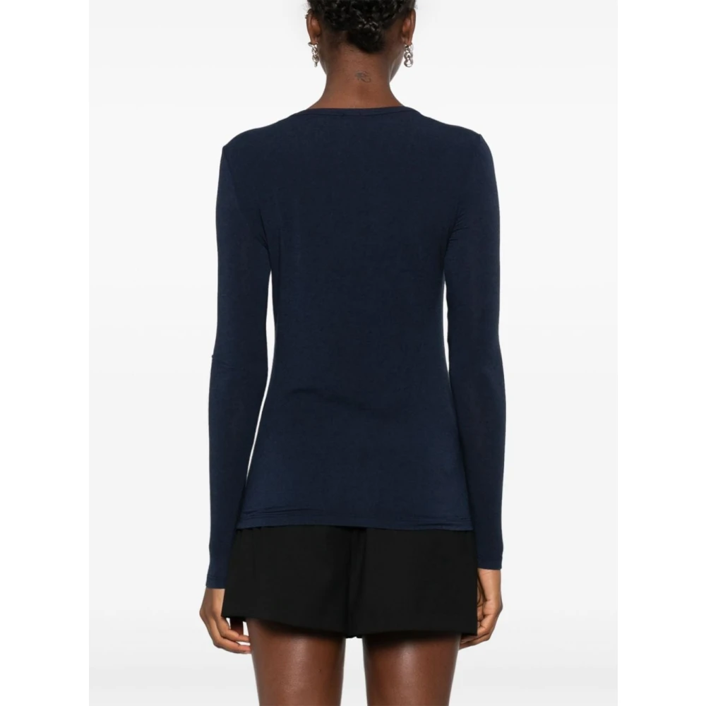 pinko Blauwe Trui met V-hals en Geborduurd Logo Blue Dames