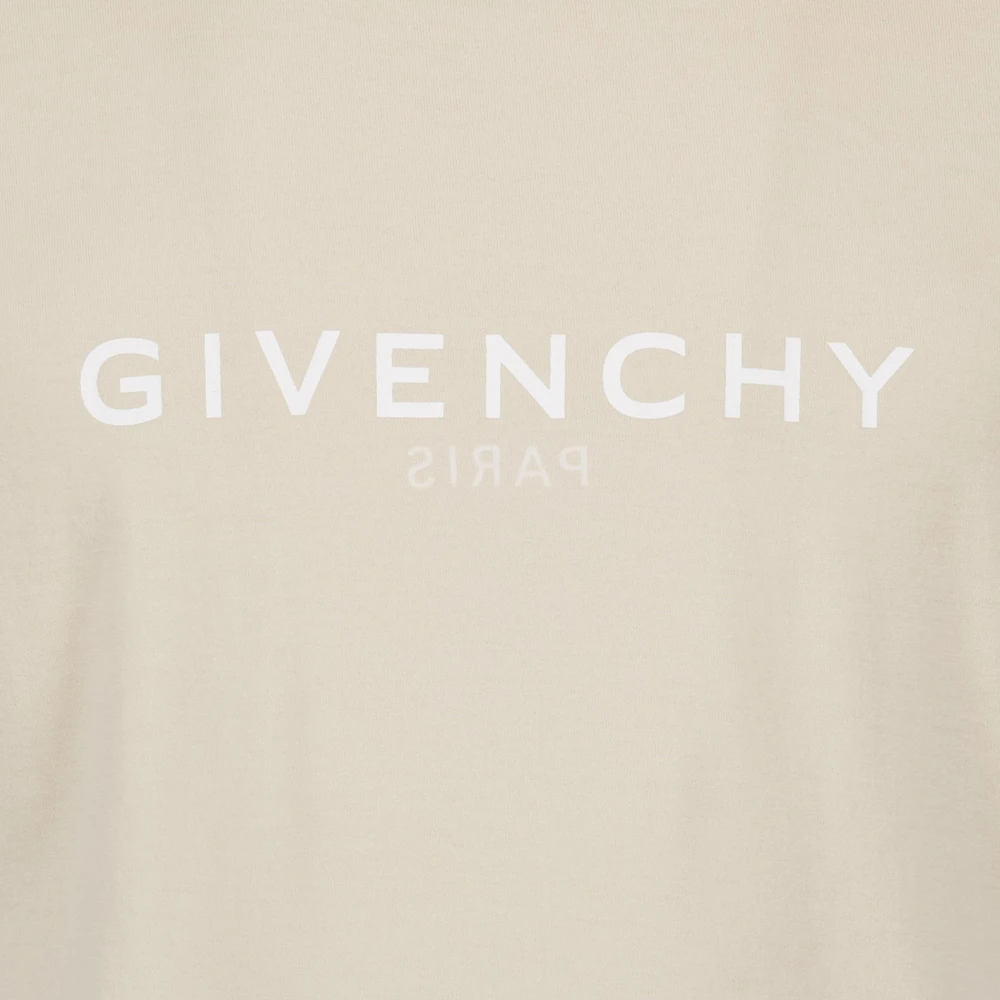 Givenchy Logo Print Ronde Hals T-shirt Beige Heren