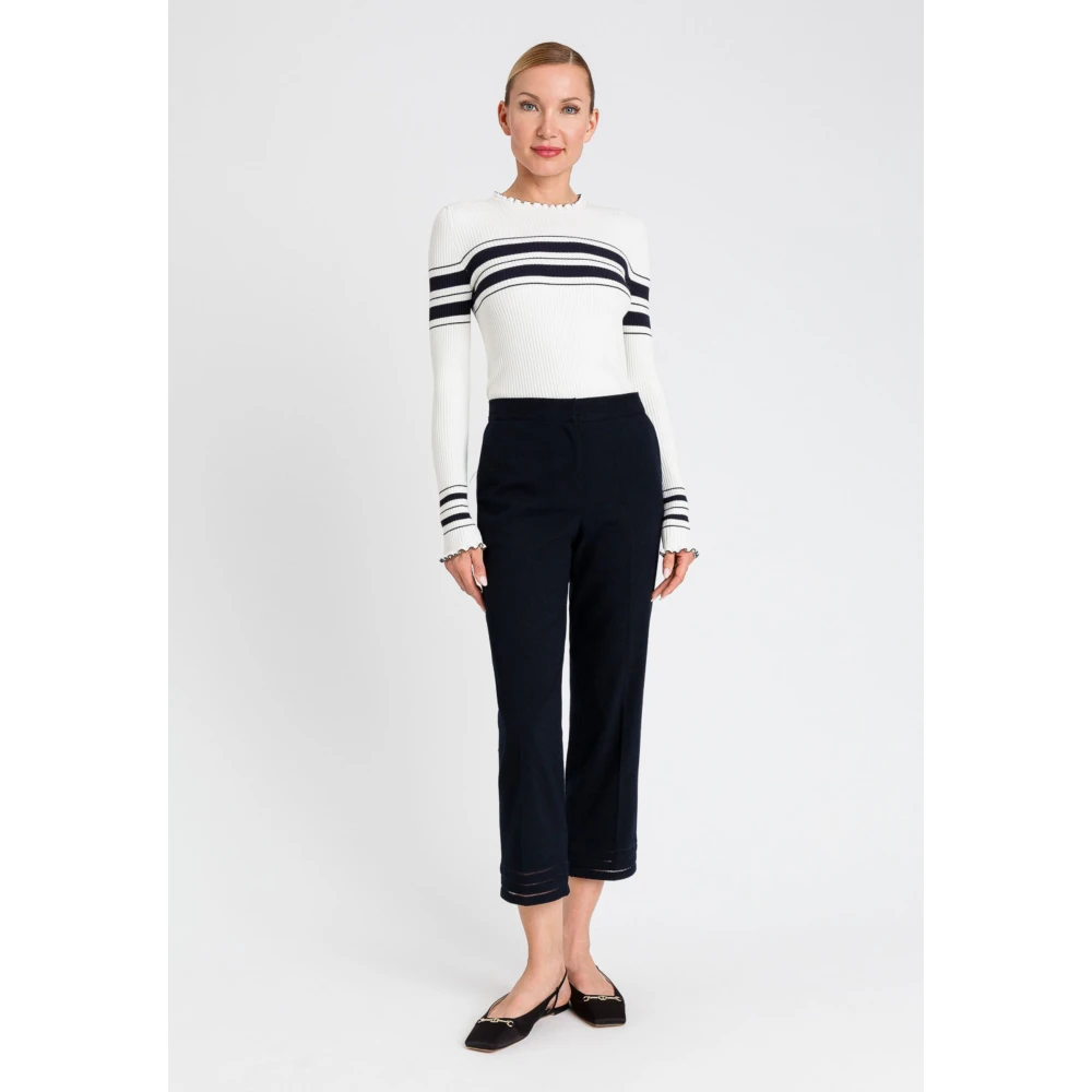 Twinset Blauwe geborduurde broek Blue Dames