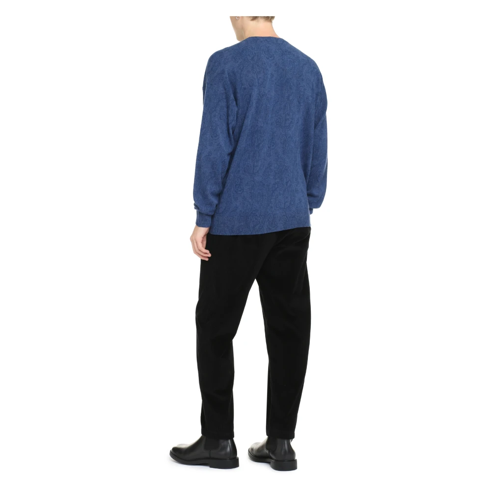 ETRO Wollen Trui met Paisley Motief Blue Heren