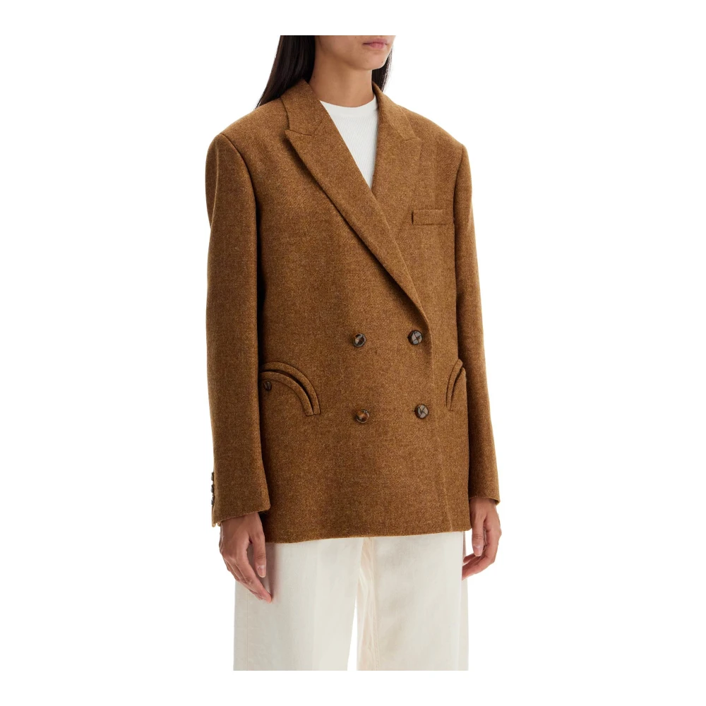 Blazé Milano Nightbreak Awate Dubbelrijige Wollen Blazer Brown Dames