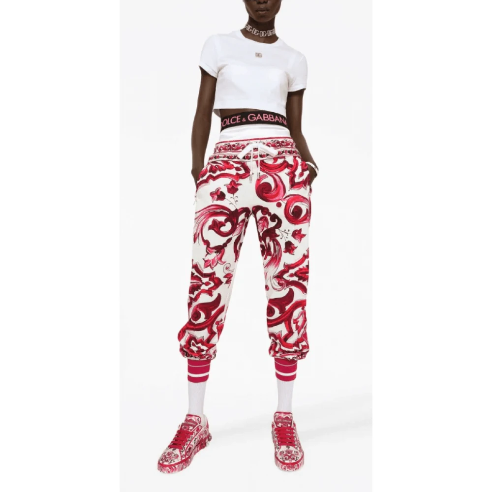 Dolce & Gabbana Majolica Print Track Pants Multicolor Dames