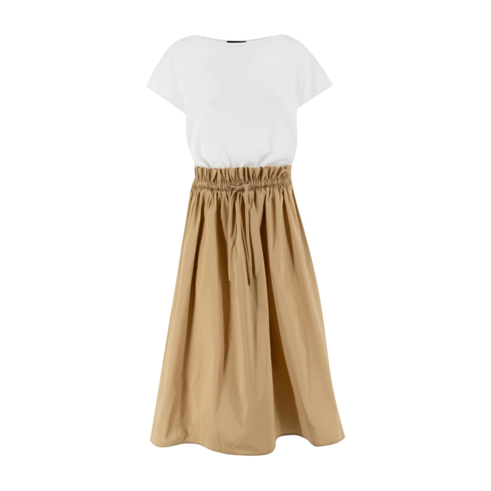 Fabiana Filippi Poplin T-shirt Jurk met Elastische Tailleband Multicolor Dames