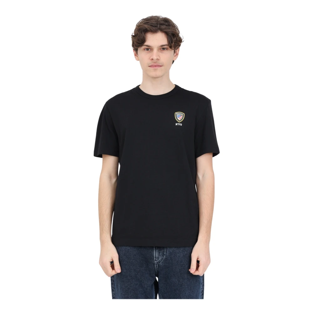 Blauer Zwarte T-shirts en Polos met Logo Print Black Heren