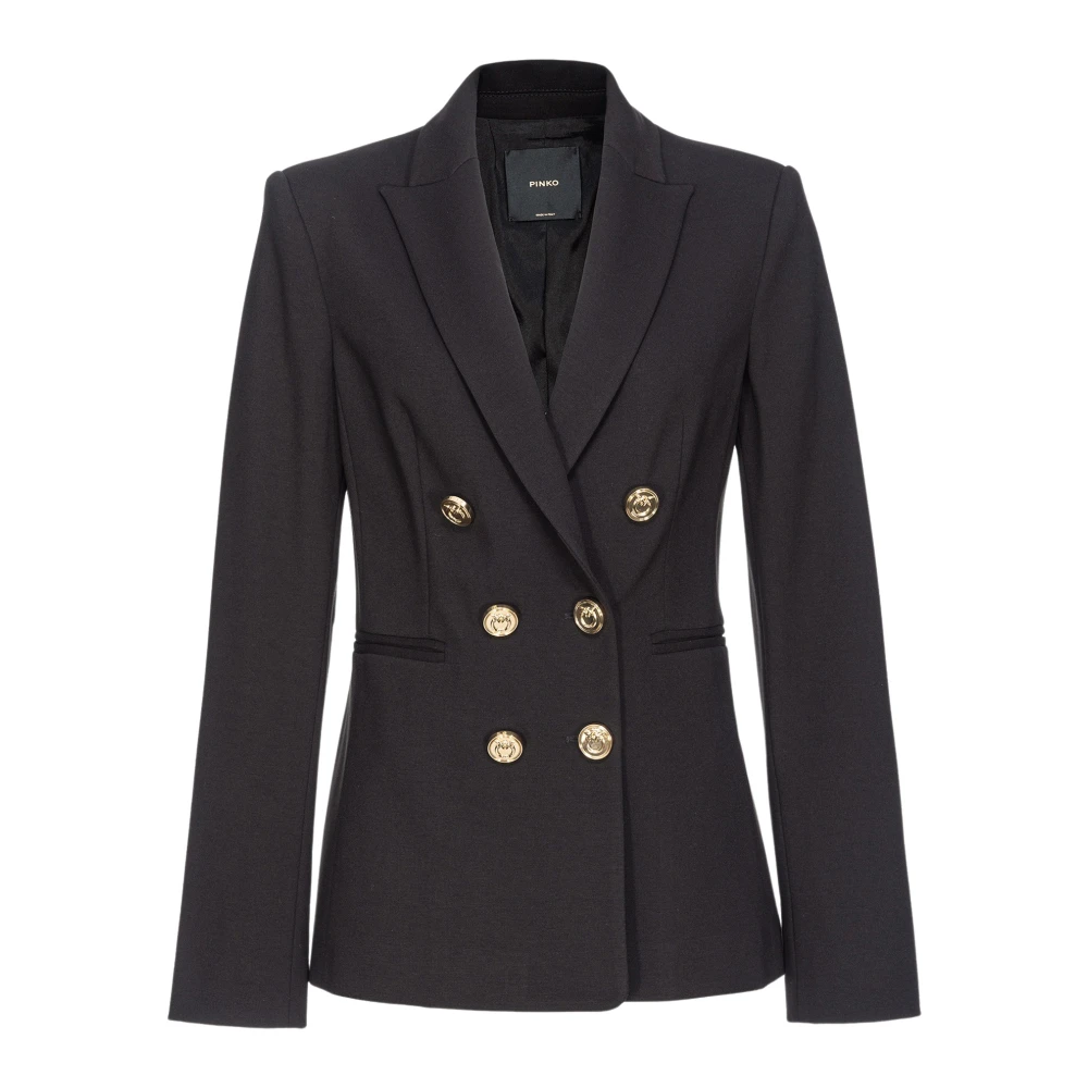 Pinko Women's Black Blazers, S, Metal Button Blazer