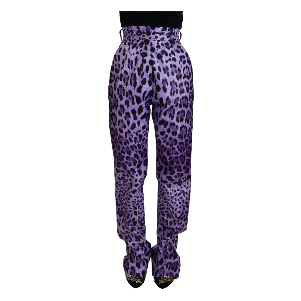Dolce & Gabbana Purple Leopard Print High Waist Pants - IT40|S - Image 2