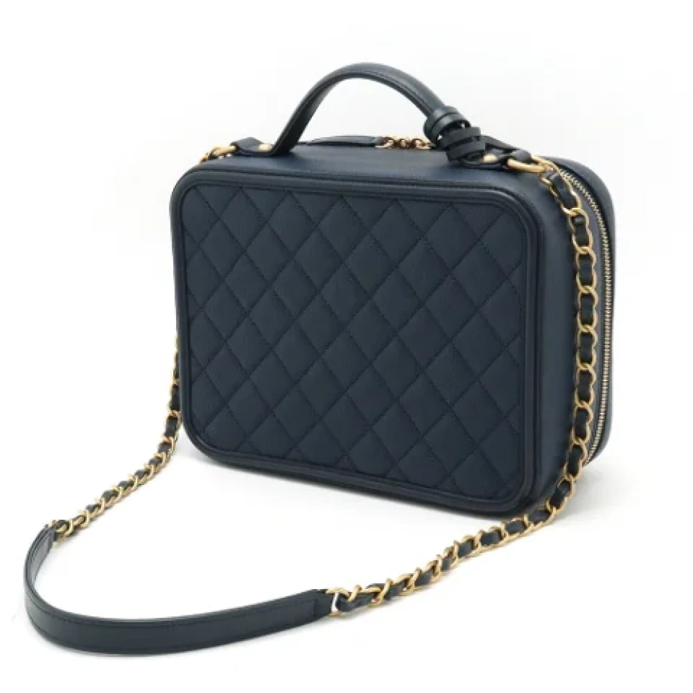 Chanel Vintage Pre-owned Leather handbags Blue Dames