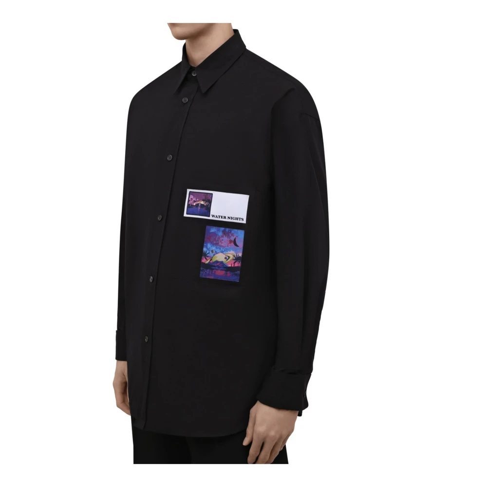 Valentino Nacht Patches Overhemd Mannen Italië Black Heren