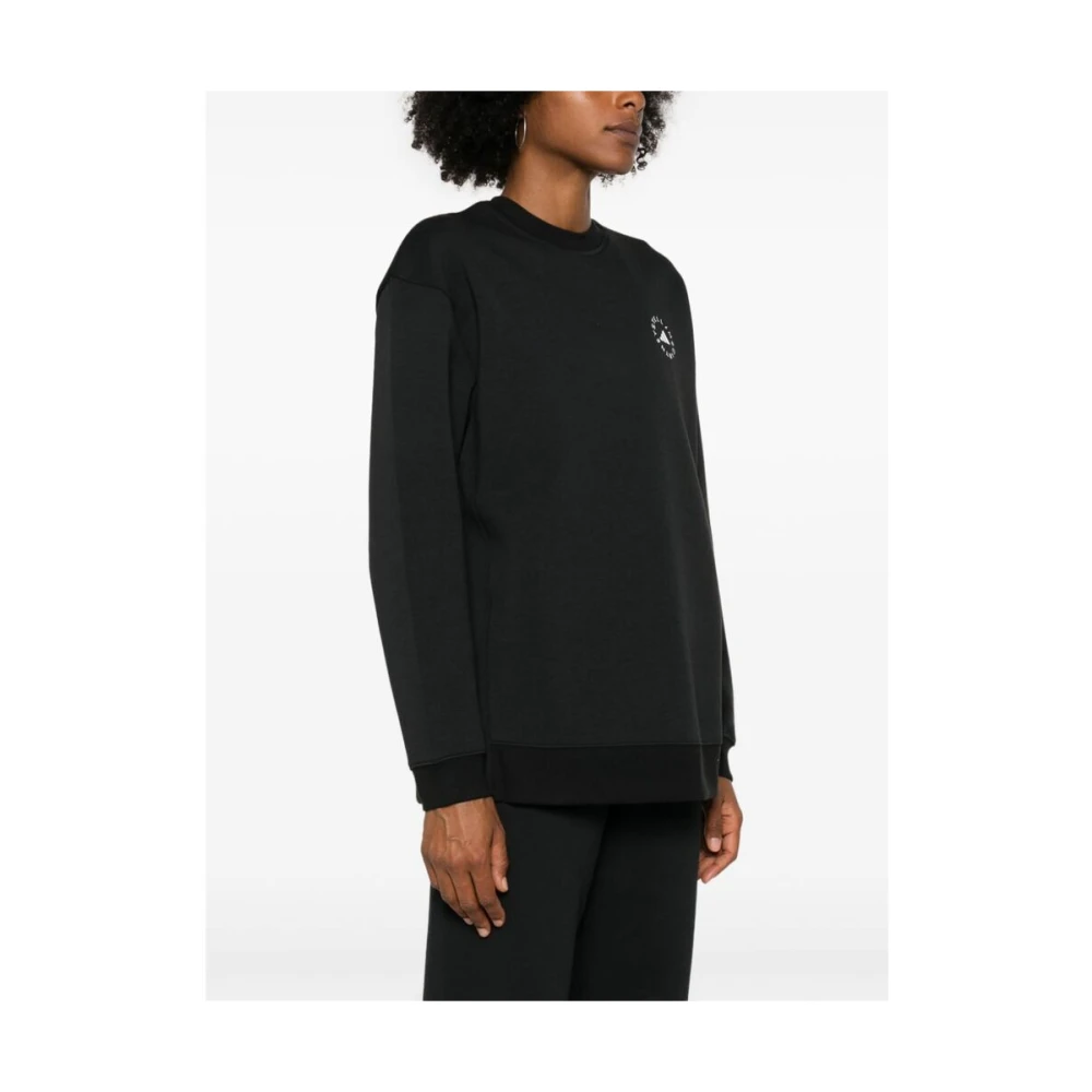 adidas by stella mccartney Zwarte katoenmix logo sweatshirt Black Dames