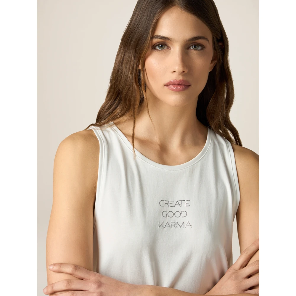 Oltre Modal Mix Logo Top White Dames
