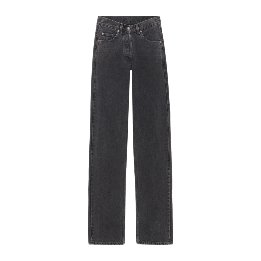 Saint Laurent Zwarte Wide-Leg Organische Katoenen Jeans Black Dames
