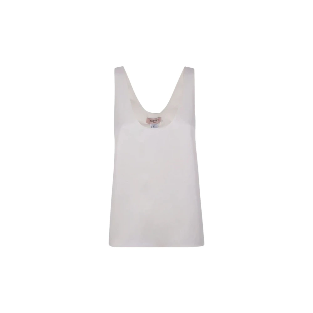 Twinset Women's White Wide Shoulder Top In Viscose - Sleeveless Tops - Xl - Tops