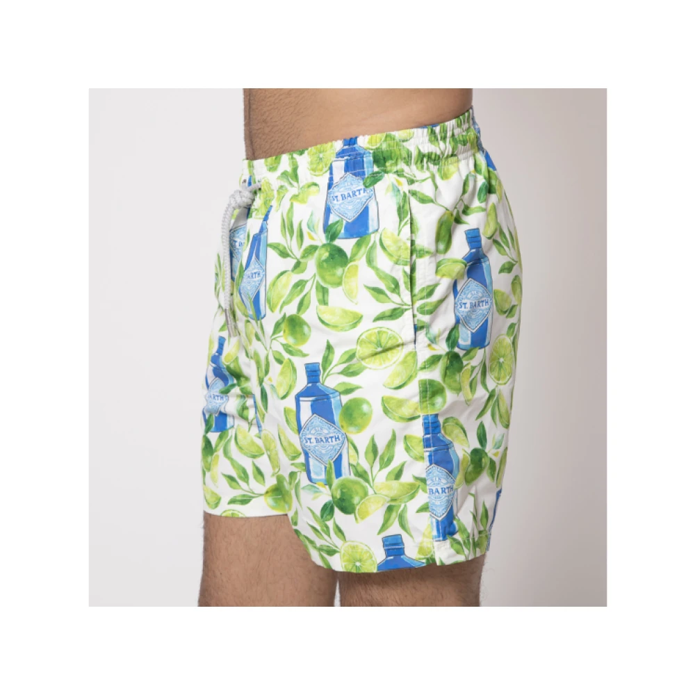 MC2 Saint Barth Witte zwembroek met Gin Lime patroon Multicolor Heren