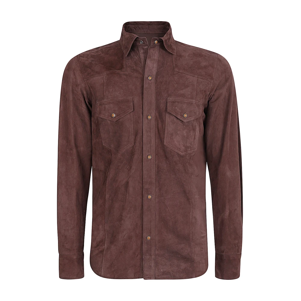 Eleventy Texas Suède Overhemd Brown Heren