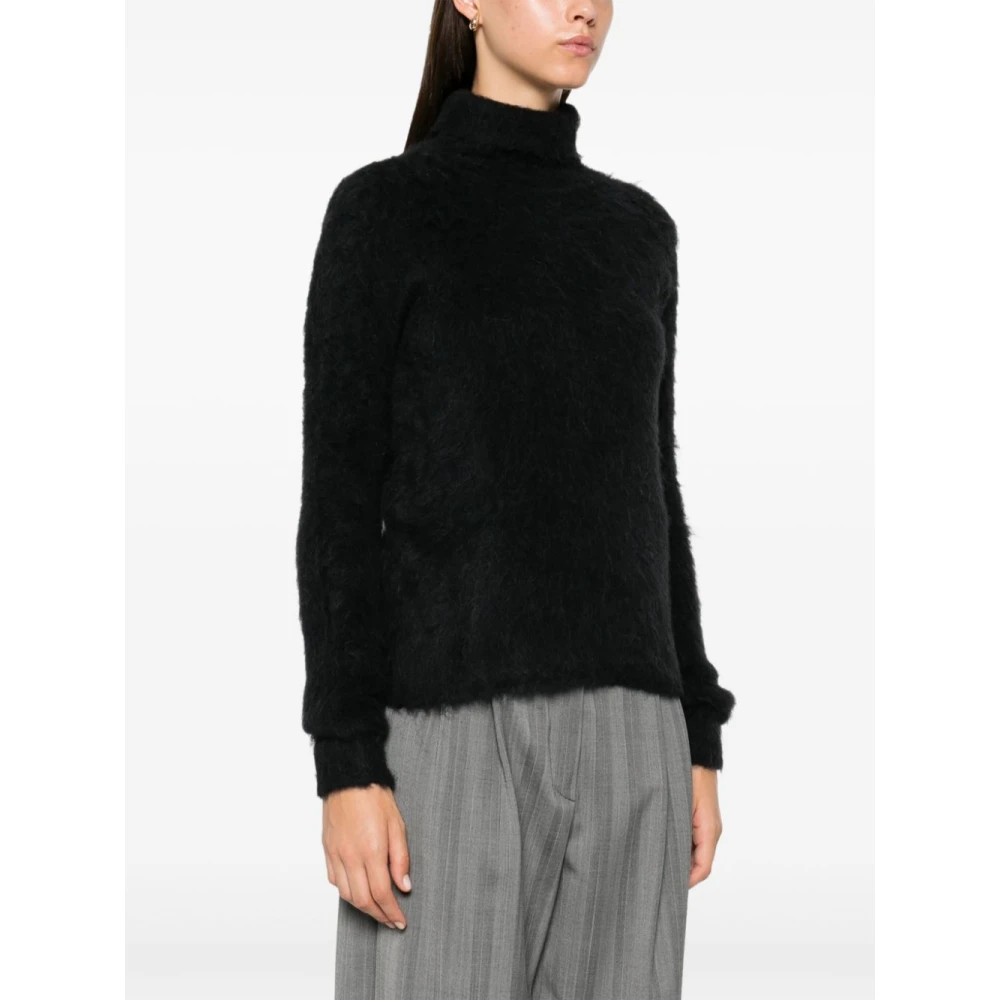 SPORTMAX Zwarte Gebreide Hoge Hals Trui Black Dames