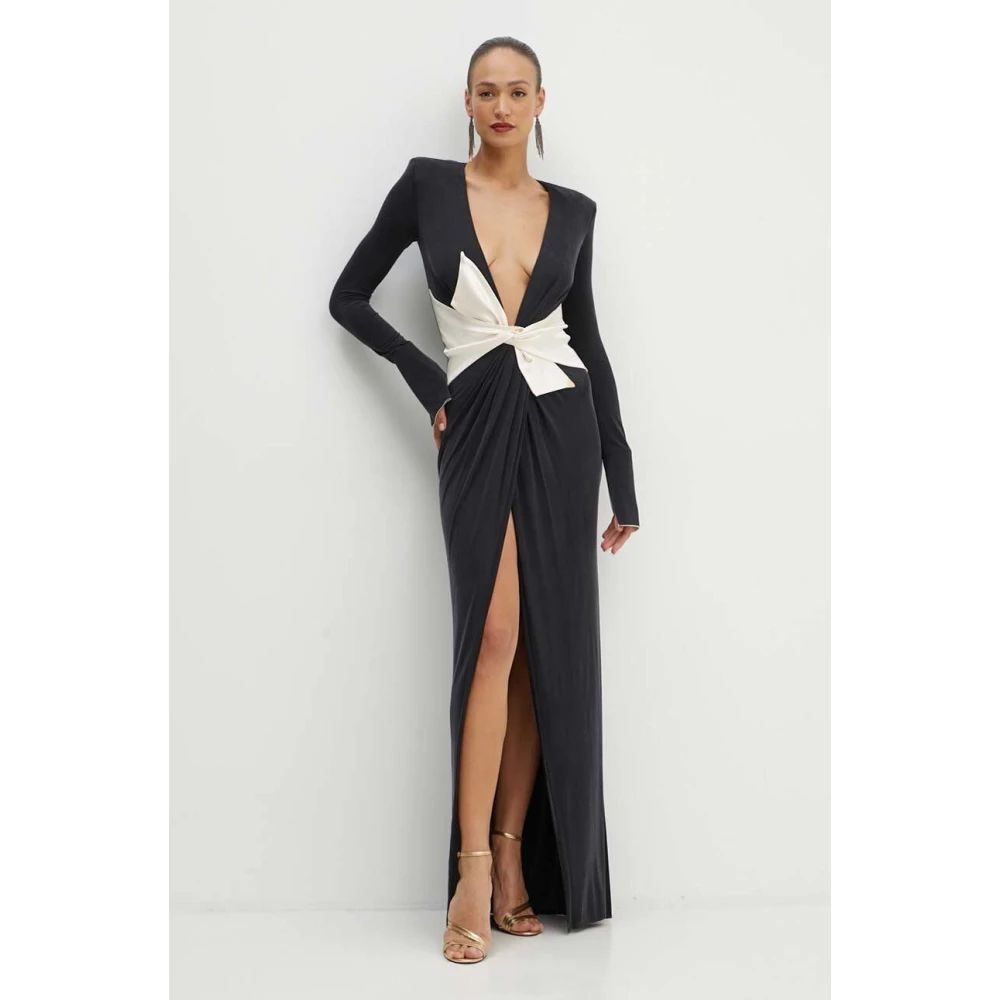 Elisabetta Franchi Elegante jurken met gewatteerde schouders Black Dames