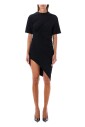 black-ruched-cotton-mini-dress