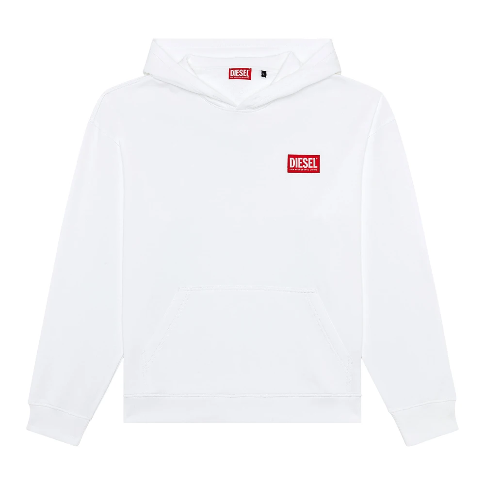 Diesel Oversized hoodie med logopatch White, Herr