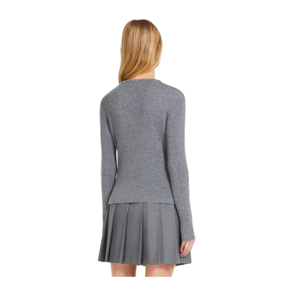 Max Mara Studio Zuivere Wol Trui Gray Dames