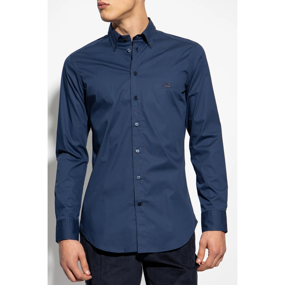 ETRO Shirt met logo Blue Heren