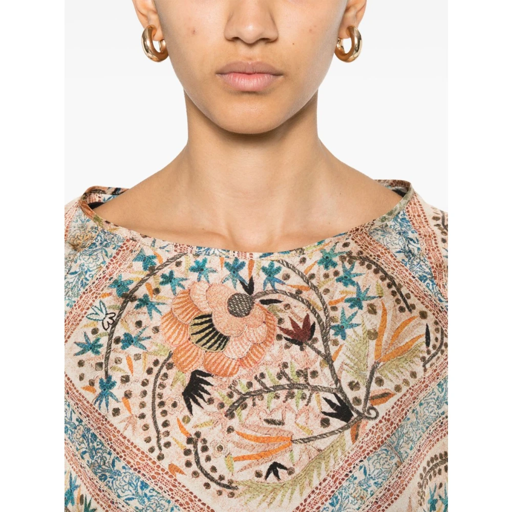 Pierre-Louis Mascia Grafische Print Beige Top Lange Mouwen Multicolor Dames