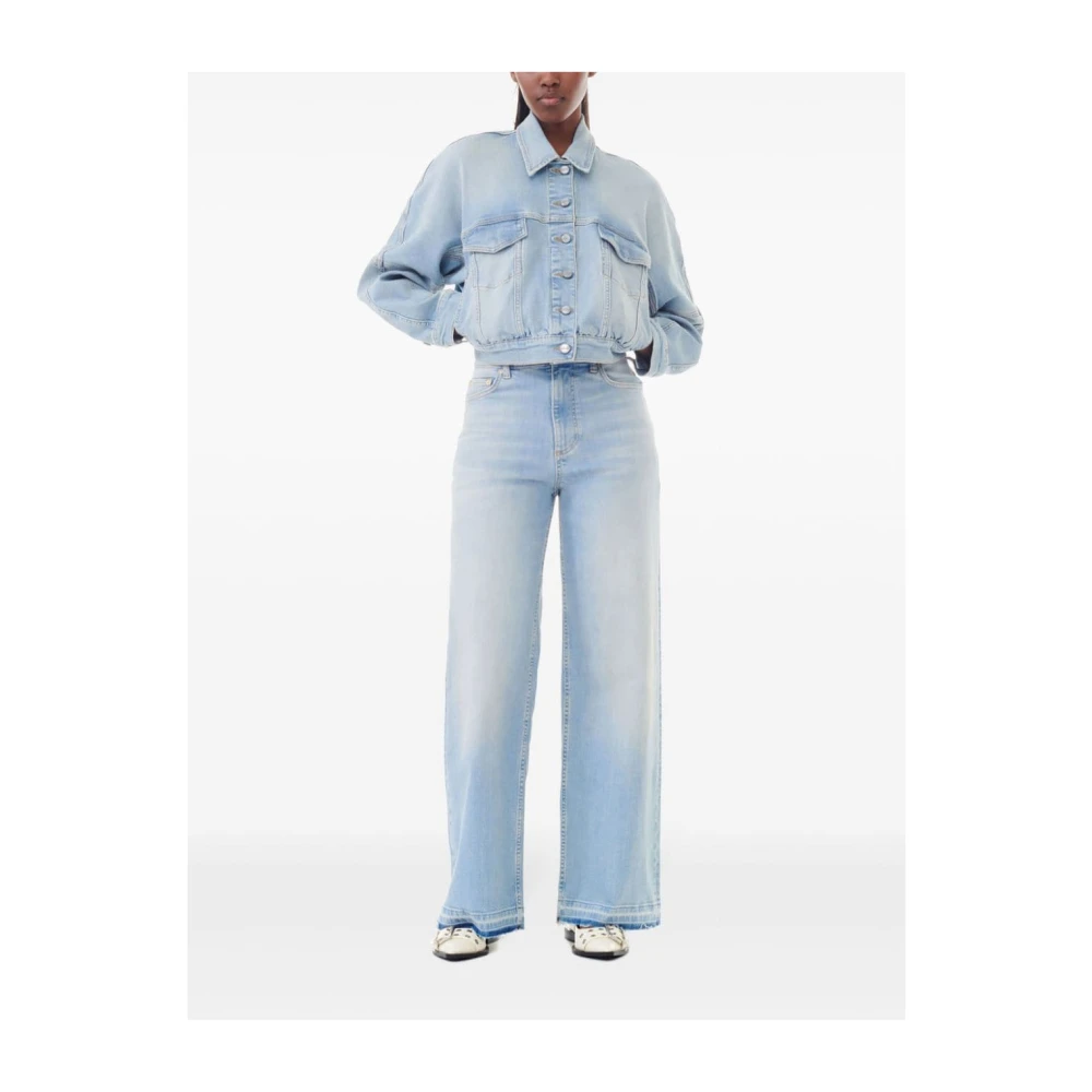 Ganni Heldere Blauwe Katoenen Jas Blue Dames