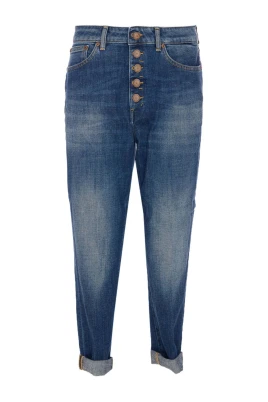Blå Jeans med Knappgylf