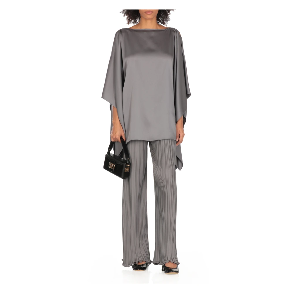 Lanvin Grijze Geplooide Broek met Geschulpte Zoom Gray Dames