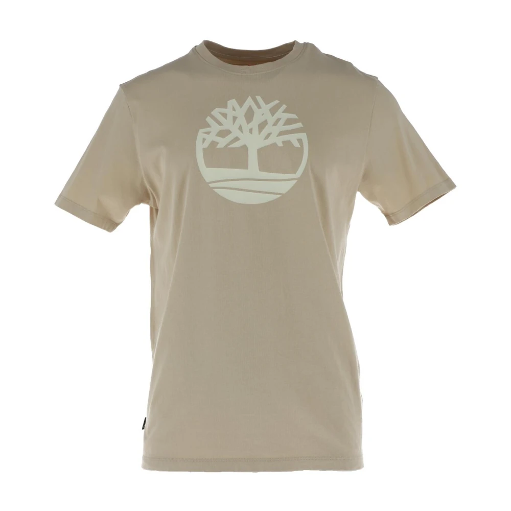 Timberland Men's Beige T-Shirts, M, Printed Short Sleeve Round Neck T-Shirt