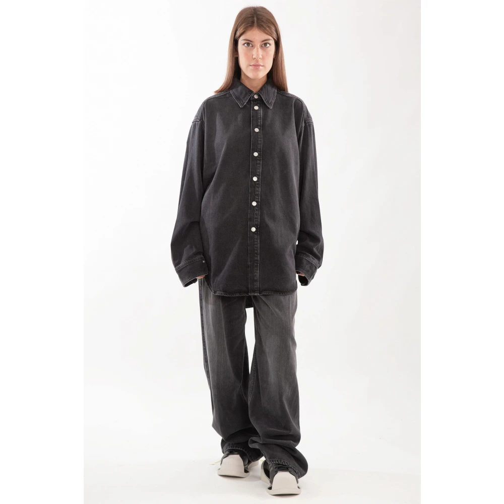 Haikure Zwarte Was Geplooide Jeans Black Dames