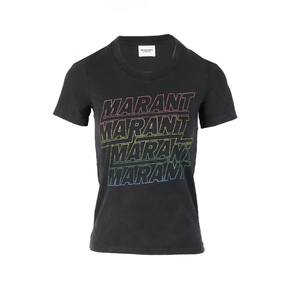 Isabel Marant Étoile Shirt met Logo Print en Distressed Details Black Dames