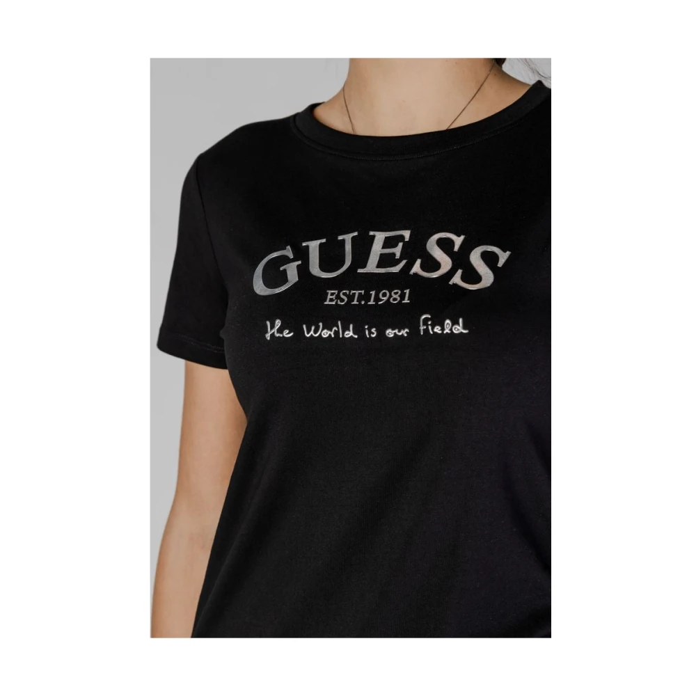 Guess Zwarte Katoenen Dames T-shirt Black Dames