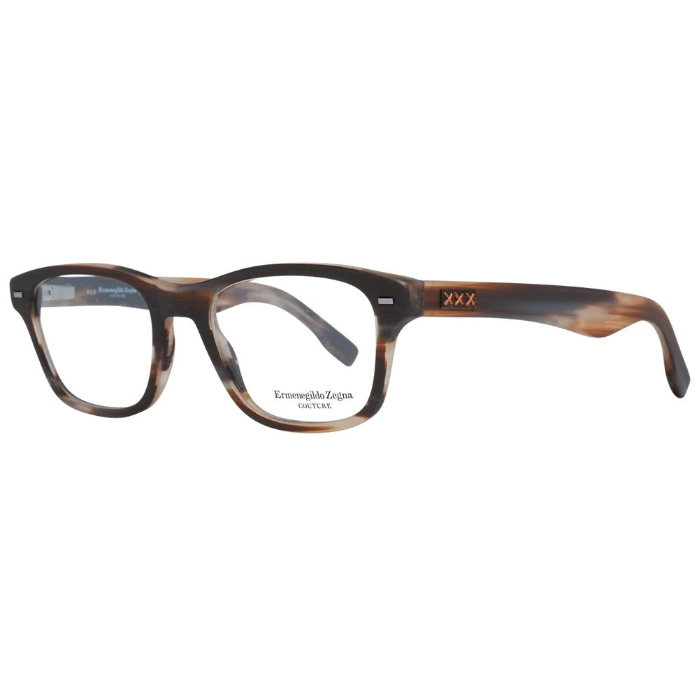 Zegna Unisex Brown Glasses, One Size, Optical Frames Trapezium Style