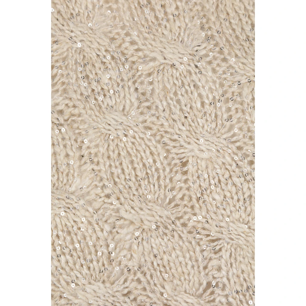 BRUNELLO CUCINELLI Beige Paillettrui met Lurex Draad Beige Dames