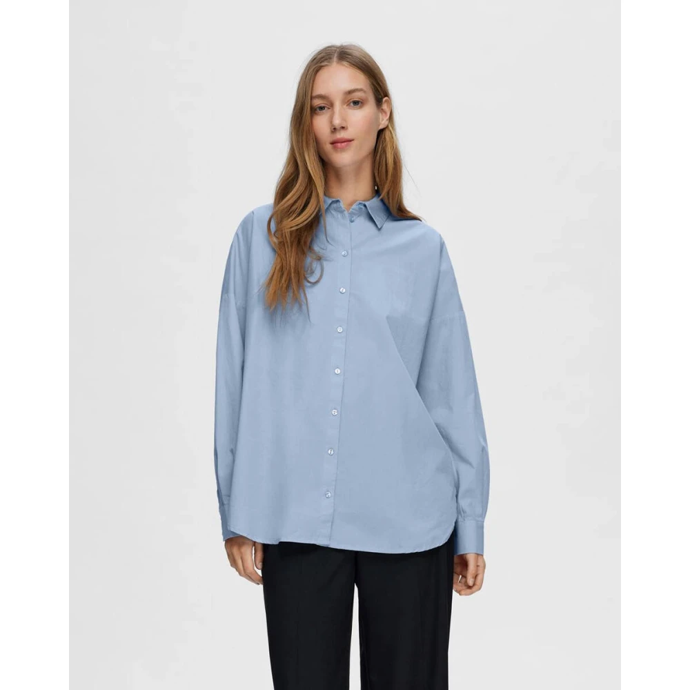Selected Femme Blouse met Lange Mouwen Blue Dames