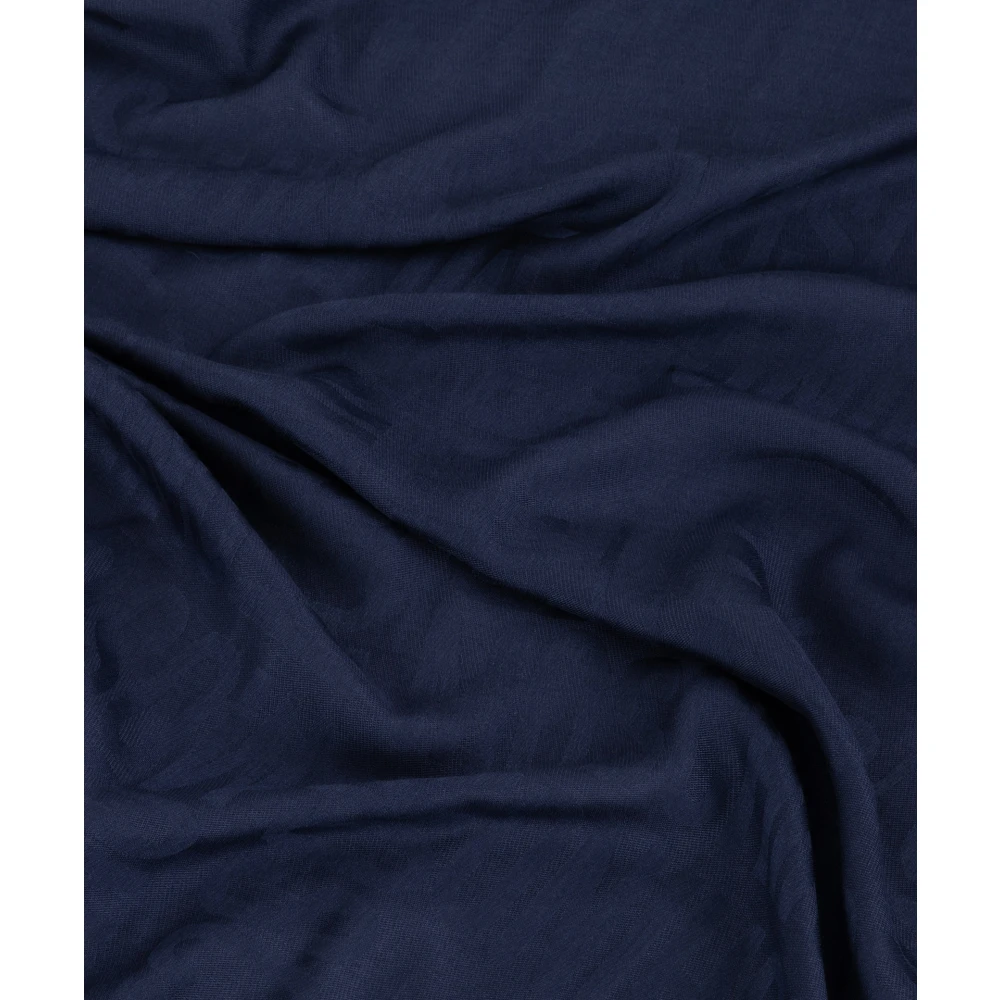 Moschino Wollen sjaal met logo detail Blue Dames