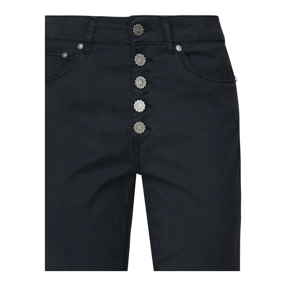 Dondup Zwarte Loose Fit Jeans met Juweelknoop Black Dames