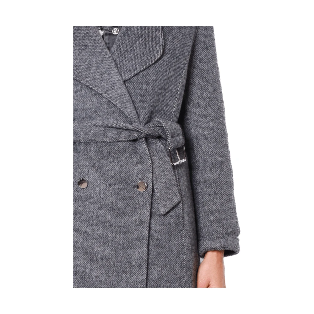 Liu Jo Grijze Wollen Blend Double-Breasted Jas Gray Dames