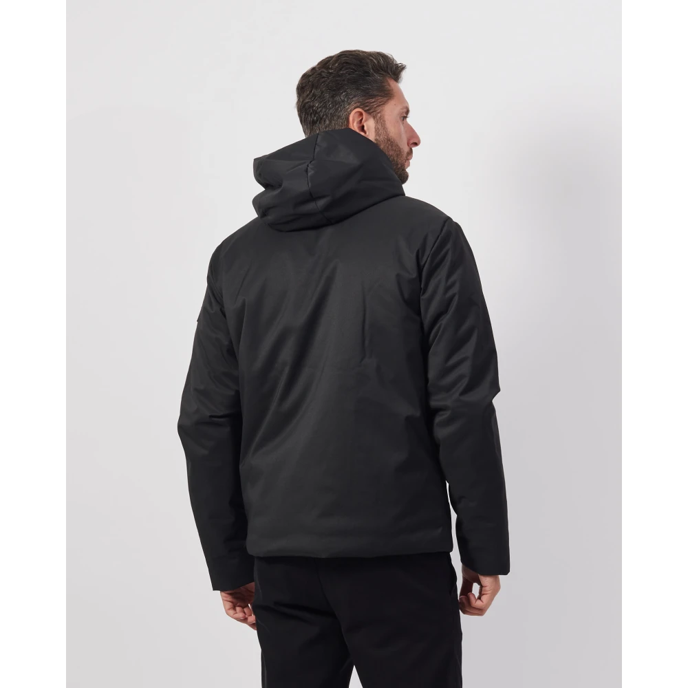 Emporio Armani Zwarte gewatteerde capuchonjas EA7 Black Heren