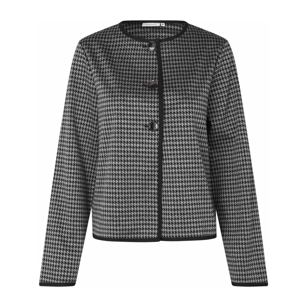 Masai Houndstooth Jas met Knopen Black Dames
