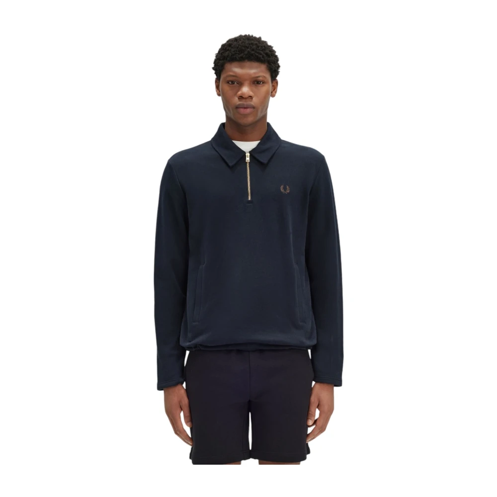 Fred Perry Casual Hoodie Sweatshirt Blue Heren