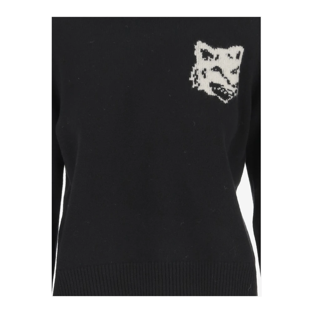 Maison Kitsuné Zwarte Trui met Stijl Black Dames
