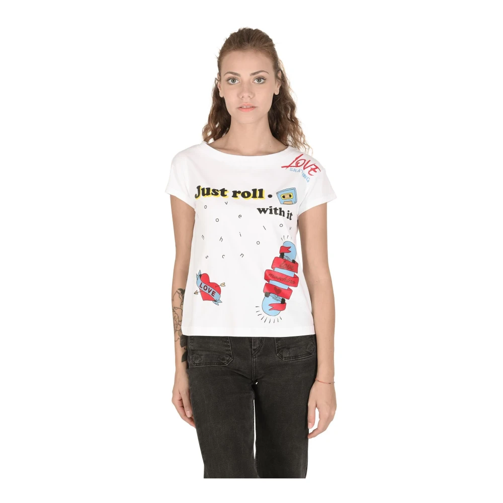 Love Moschino Wit Katoenen T-shirt White Dames